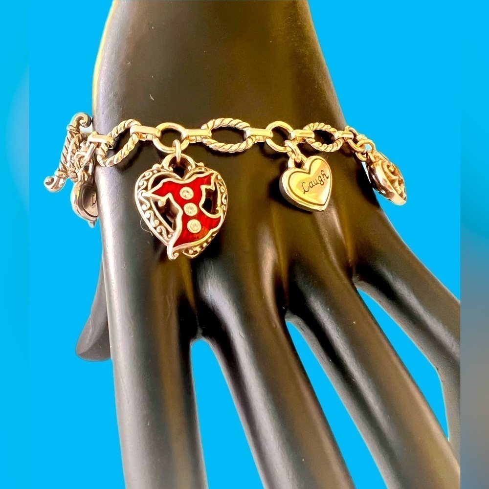 Brighton quote charm bracelet w/ red accents.  7 inches.  Excellent condition